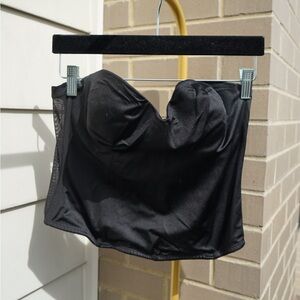 Satin and mesh black bustier top